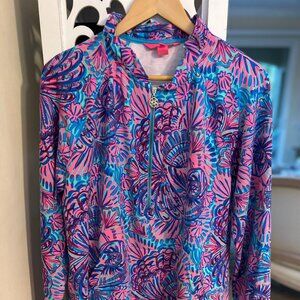 Lilly Pulitzer Skipper Ruffle Popover in Turquoise Oasis Shelleidoscope